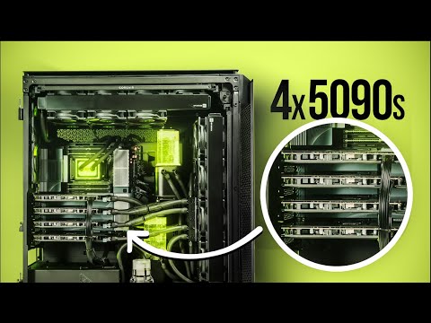Four RTX 5090 in ONE Liquid Cooled PC | Build Walkthrough | TheMVP
