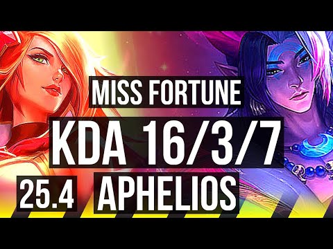 MISS FORTUNE & Rell vs APHELIOS & Karma (ADC) | 16/3/7, Godlike | NA Grandmaster | 25.4