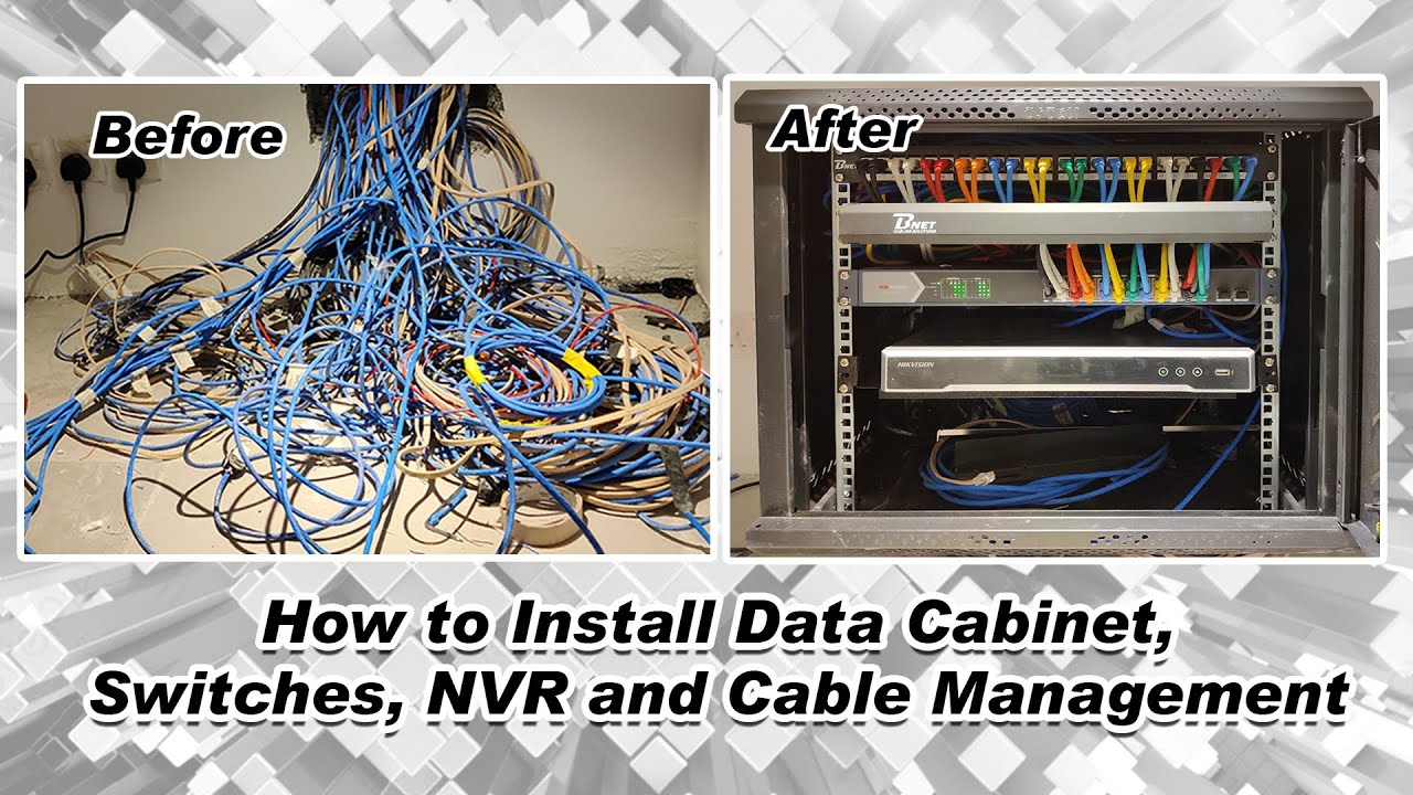 Installing Data Cabinet, Switches, NVR, Crimping CAT6 and Cable Management