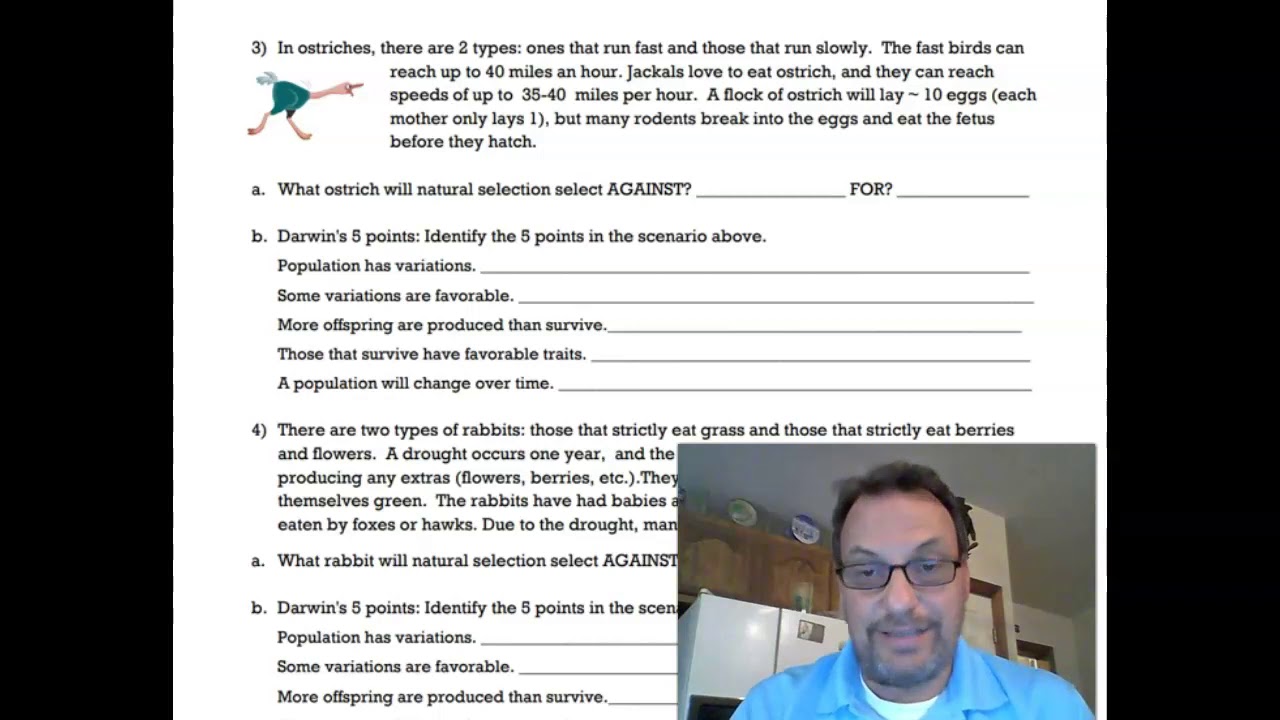 Darwin's Natural Selection Worksheet # 1 Answers