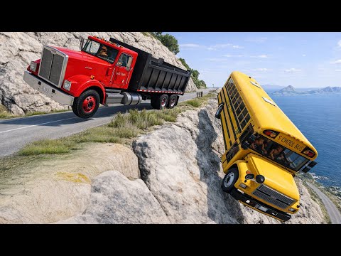 School Bus Hanging Over The Cliff Of Death 😱| BeamNG.drive#224
