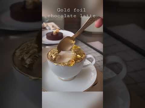 Gold foil chocolate latte #chocolate #latte #gold