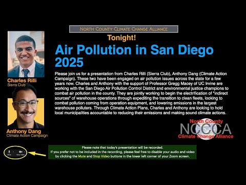 NCCCA "Air Pollution in San Diego 2025" Event with Charles Rilli and Anthony Dang
