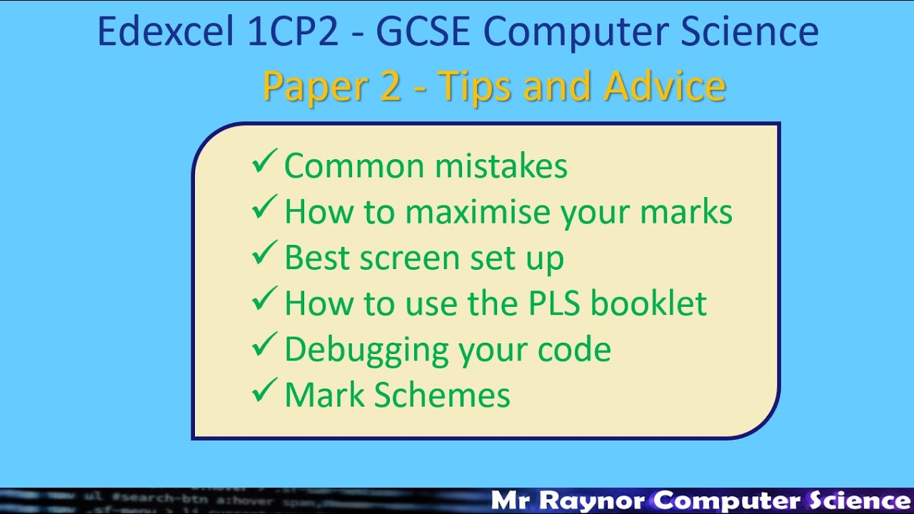 Edexcel Computer Science Paper 2 Advice
