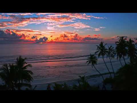 bright orange sunset on beach