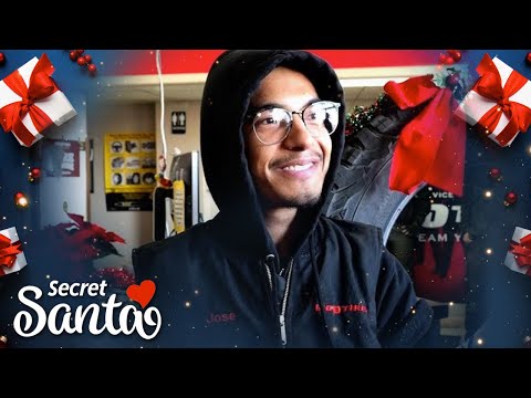 Man born without arms gets a Secret Santa surprise while working at the front desk of a tire store