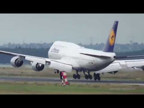 Lufthansa Boeing B747-8i [D-ABYL] - awesome landing @ Frankfurt Intl. Airport! (1080p)