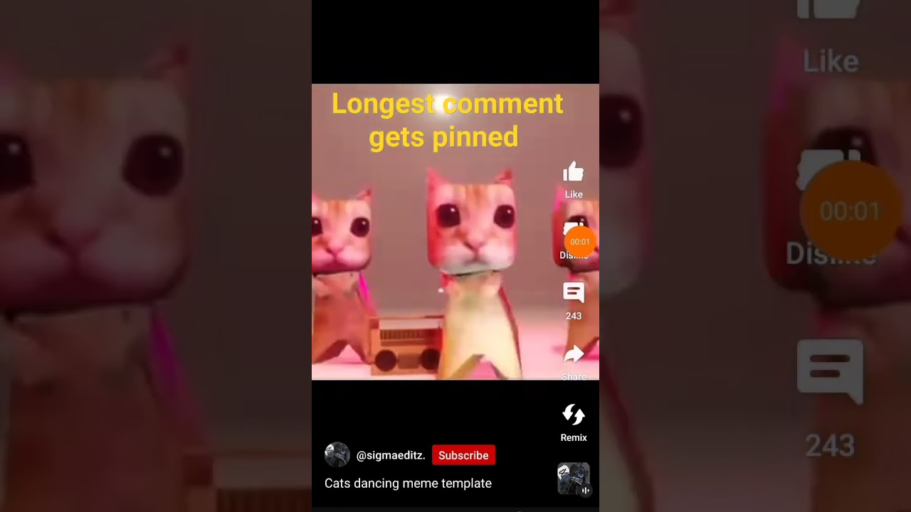 Longest comment gets pinned #Pin #dancingcattemplate #meme