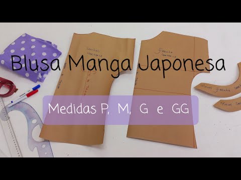 Como fazer Molde  Blusa Feminina com Manga Japonesa Modelagem para tecido plano