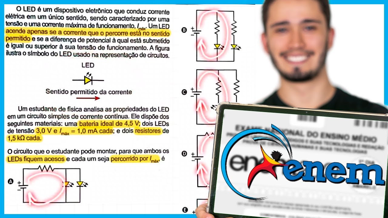 ENEM 2024 - O LED é um dispositivo eletrônico que conduz corrente elétrica em um único sentido, send