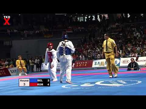 WTF Worlds 2005 Female Heavy Weight Semi Final - Laurence Rase (Belgium) v  Kyung Hyeon Sin (Korea)