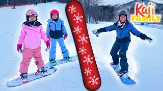 Ryan Emma and Kate FIRST Time Snowboarding!