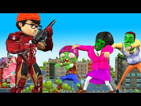 Boy Nick Transform Hero Iron Man Nick Protect Zombie City - Scary Teacher 3D Funny Animation