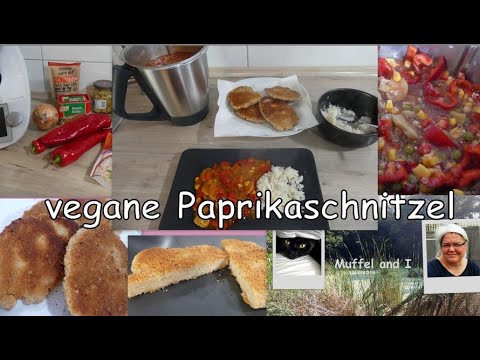 veganes Paprikaschnitzel, fleischloses Balkanschnitzel in würziger Paprikasoße