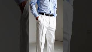 White Wide Leg Dress Pants Pleated baggy dress trousers unhemmed unfinished bottom - Cheap Priced Dress Slacks For Men On Sale video