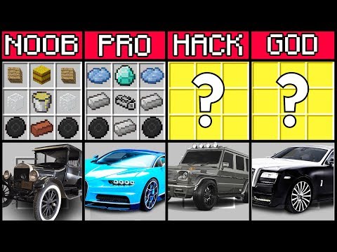 Minecraft Battle: SUPER CAR CRAFTING CHALLENGE - NOOB vs PRO vs HACKER vs GOD ~ Animation