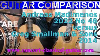 Video thumbnail for Comparison Andreas Madimenos 2022 No 48 versus Greg Smallman & sons 2014 by Concert Classical Guitar