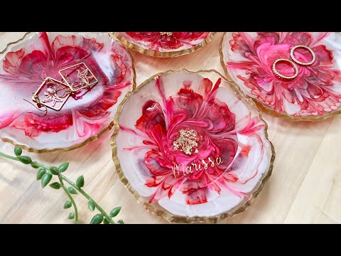 White Gold 3D Flower Resin Tray and Clock