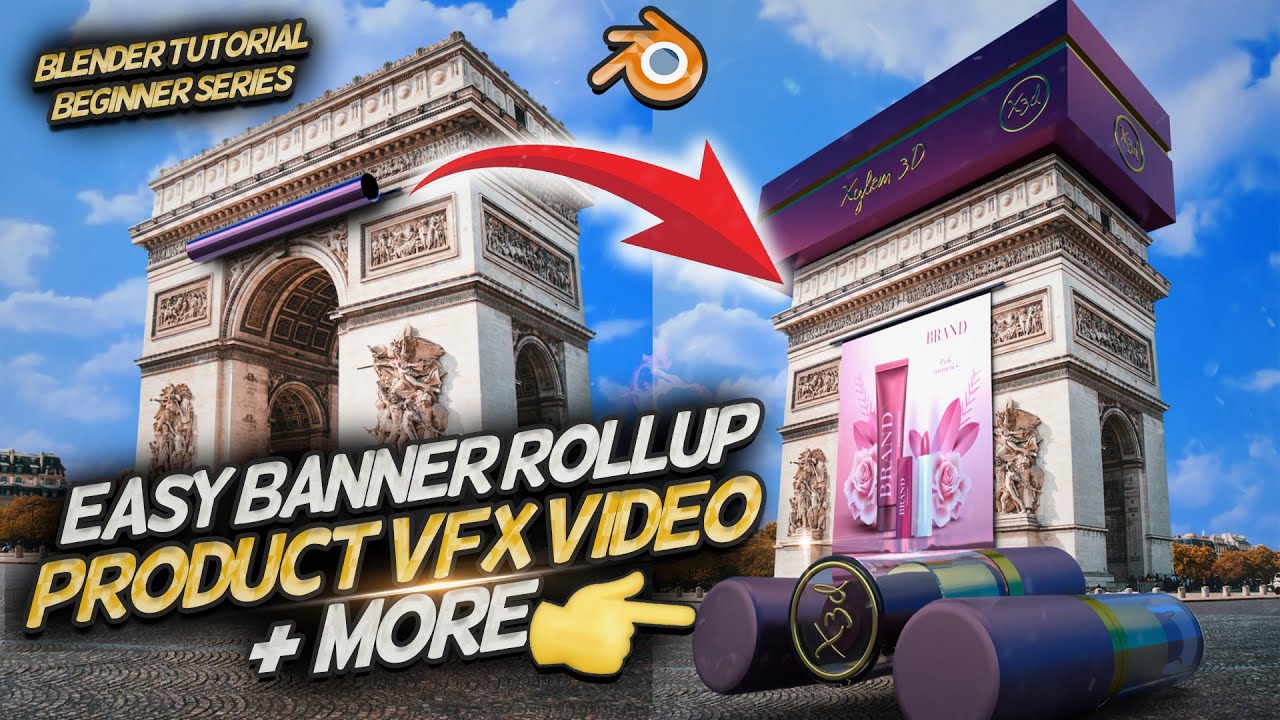 Rollup Banner Video Ads Blender 3D for Beginners | Product VFX CGI Series