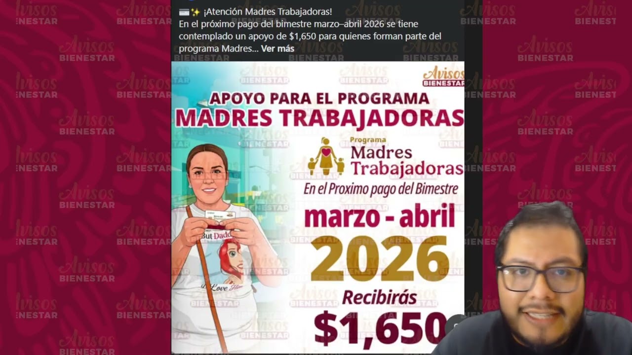 El bimestre marzo - abril 2026, madres trabajadoras recibirán mil 650 pesos de apoyo.