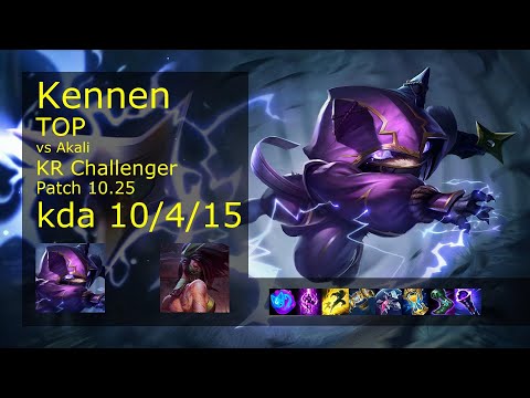 Kennen vs Akali Top - KR Challenger 10/4/15 Patch 10.25 Gameplay // [롤] 케넨 vs 아칼리 탑