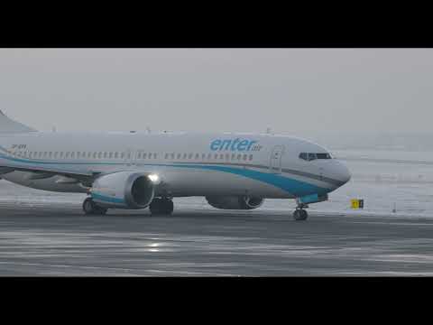 Enter Air  Katowice - Pyrzowice 11.12.2021 - Start samolotu w 4K