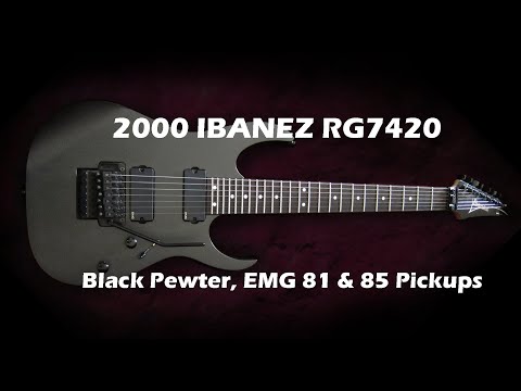 Ibanez RG7420 7-String with EMG Pickups Excellent Condition Yr. 2000 Japan Black Pewter