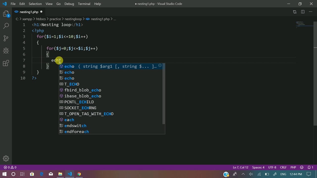 Nested  Loops | PHP |