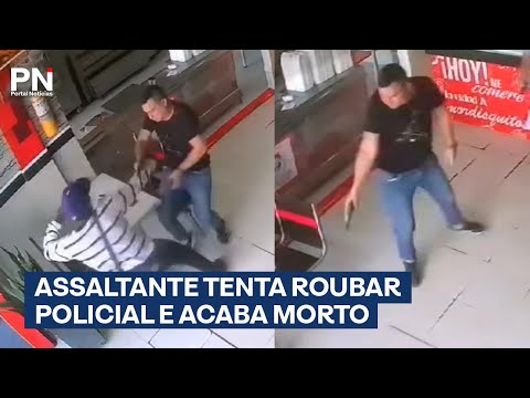 Policial reage a assalto e atira em ladrão dentro de restaurante