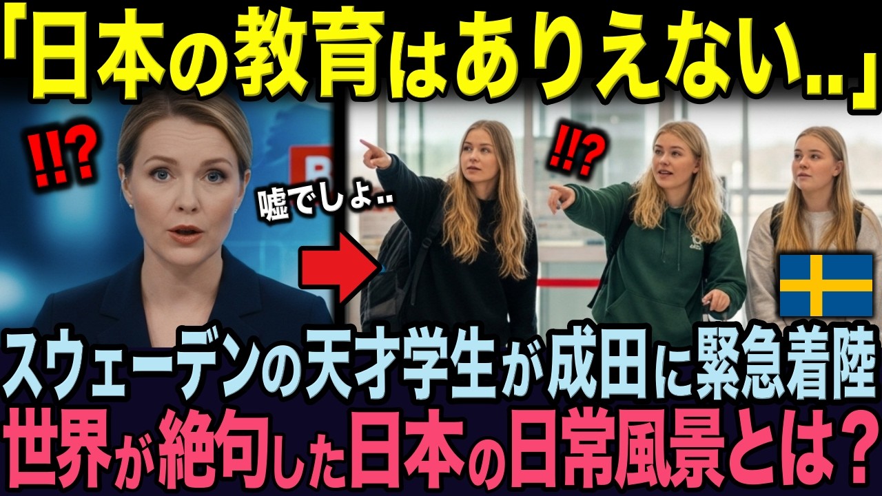 【海外の反応】「日本の教育はどうなってるの？」教育先進国スウェーデンの天才学生30人が、台風で日本に緊急着陸...そこで驚愕した日本の日常風景とは？