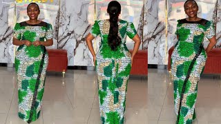 ELEGANCE ANKARA GOWN DRESS FOR BLESSED AFRICAN WITH NATURAL BEAUTY.