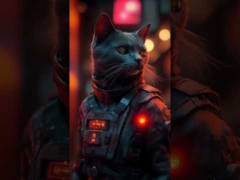 Cyberpunk Cat Agent: Night Mission 🌆 #CyberCat #NightRunner #FutureCat