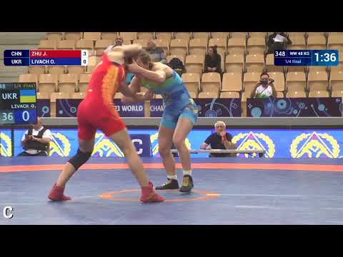 1/4 WW - 48 kg: J. ZHU (CHN) df. O. LIVACH (UKR) by VSU, 11-0