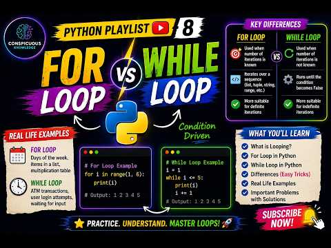 For Loop Vs While Loop In Python Difference Explained With Real Life Examples Python Playlist 8