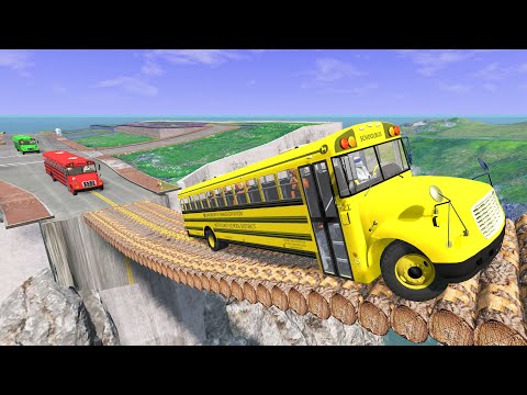 Cars Jumping on Loop Bridge - Cars vs Giant Pit Deep Water - BeamNG.Drive