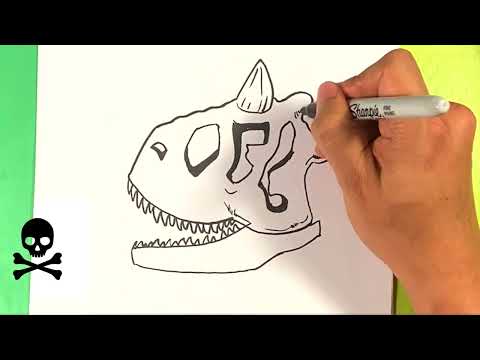 EASY How to Draw DINOSAUR SKULL - Carnotaurus