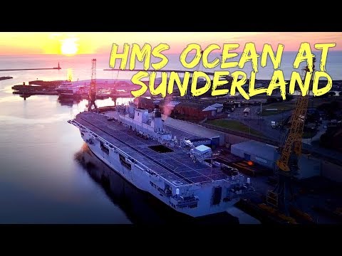 HMS Ocean -  Last Visit to Sunderland - By Drone 4K