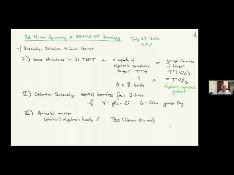 Tudor Dimofte - 3D Mirror Symmetry and HOMFLY-PT Homology