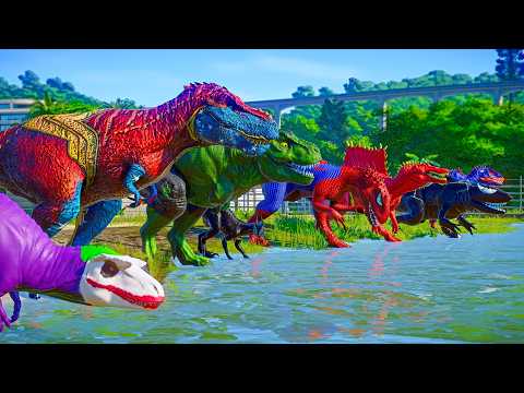 ALL SUPERHERO TEAM in Jurassic World  Dinosaur Pro 10 Dinosaurs!