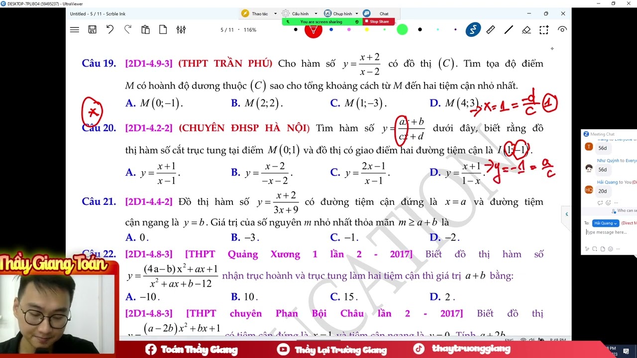 TÌM M ĐỂ HÀM SỐ CÓ TIỆM CẬN