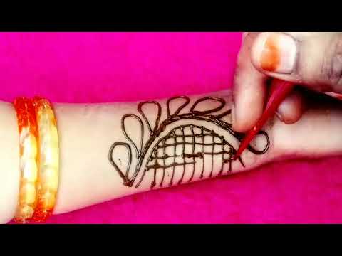 khubsurat leaf mehndi design, simple shaded mehndi design in Indian style