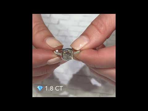 1.81 Cushion Cut Diamond Bezel Set Engagement Ring