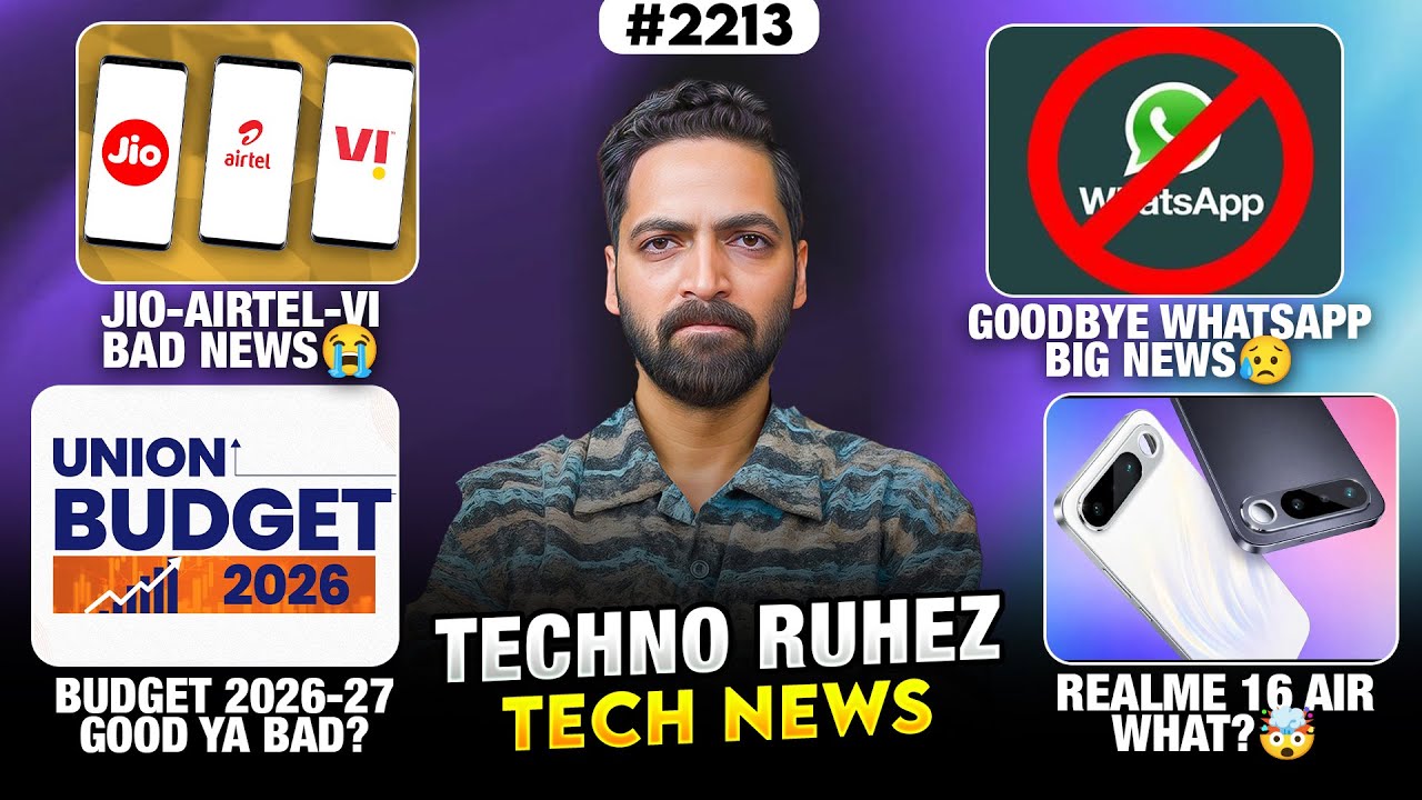 Jio-Airtel-Vi Bad News😭,Goodbye WhatsApp😥,Budget 2026-27😶,Xiaomi 17 Civi😍,realme 16 Air,Reno 16