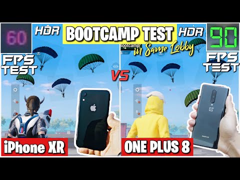 iPhone XR vs One Plus 8 Pubg Fps Meter Test In Bootcamp Same Lobby|60 Fps vs 90 Fps Test|Lag Or Not?