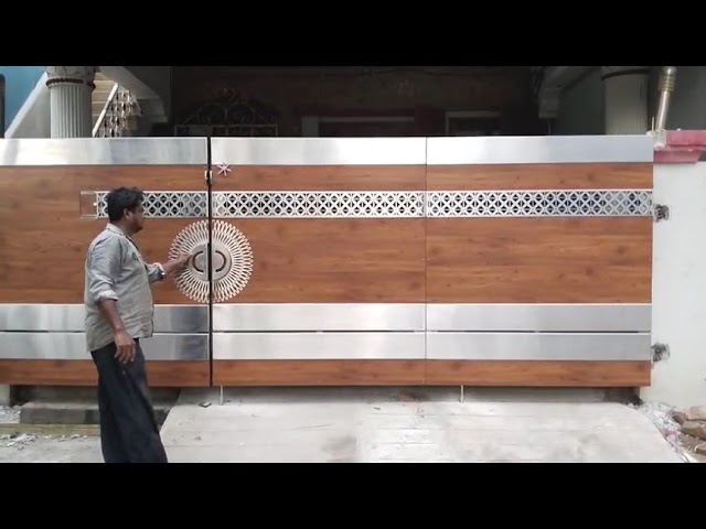 Stainless Steel Main Gate - Stainless steel with hpl and laser design ...