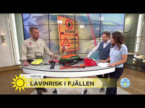 Kolla Tilde testar lavinutrustning - stor lavinfara i Svenska fjällen - Nyhetsmorgon (TV4)