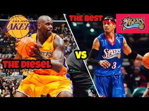2000-2001 LA lakers Vs 2000-2001 Philadelphia 76ers. Shaquille O'neal vs Allen Iverson