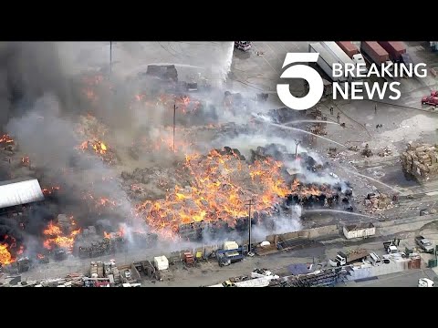 Massive Fire Burns at Ontario Recycling Center