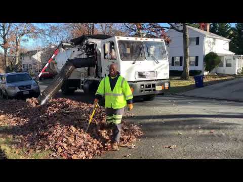 Arlington County Leaf Vacuum Truck with a very friendly crew!