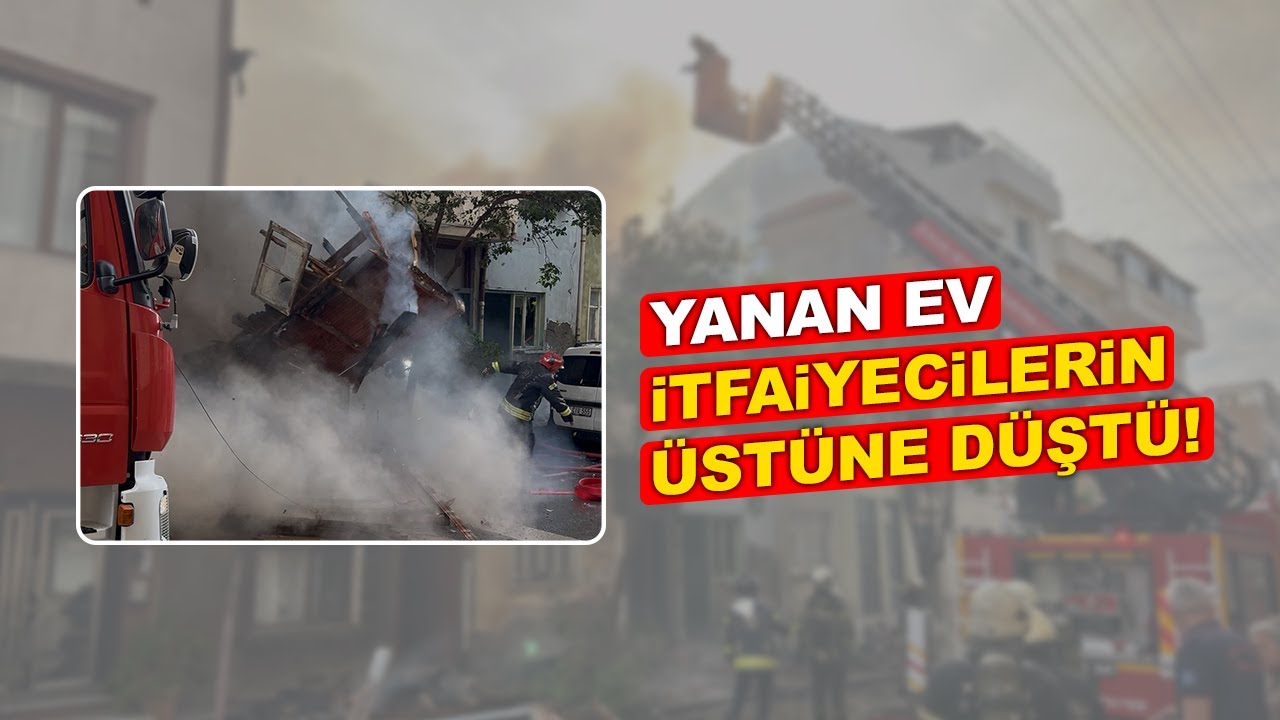 Yanan Ahşap Ev Duvarı 2 İtfaiye Erinin Üzerine Düştü